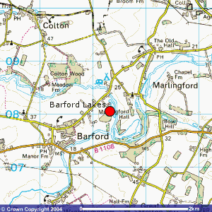 Ordnance Survey map of Barford Lakes